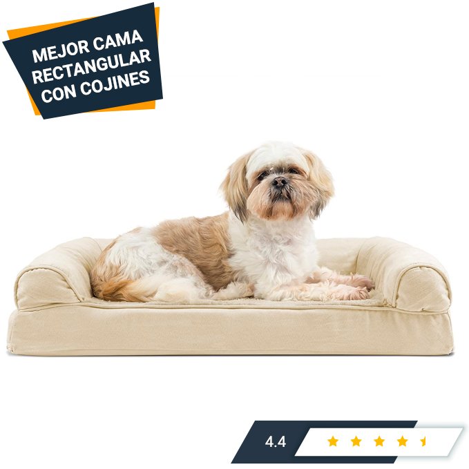 cama rectangular para perros con cojines
